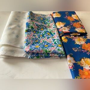 Quilting Fabric Sewing Lot Shabby Chic Cottage Core Floral Blue White Orange